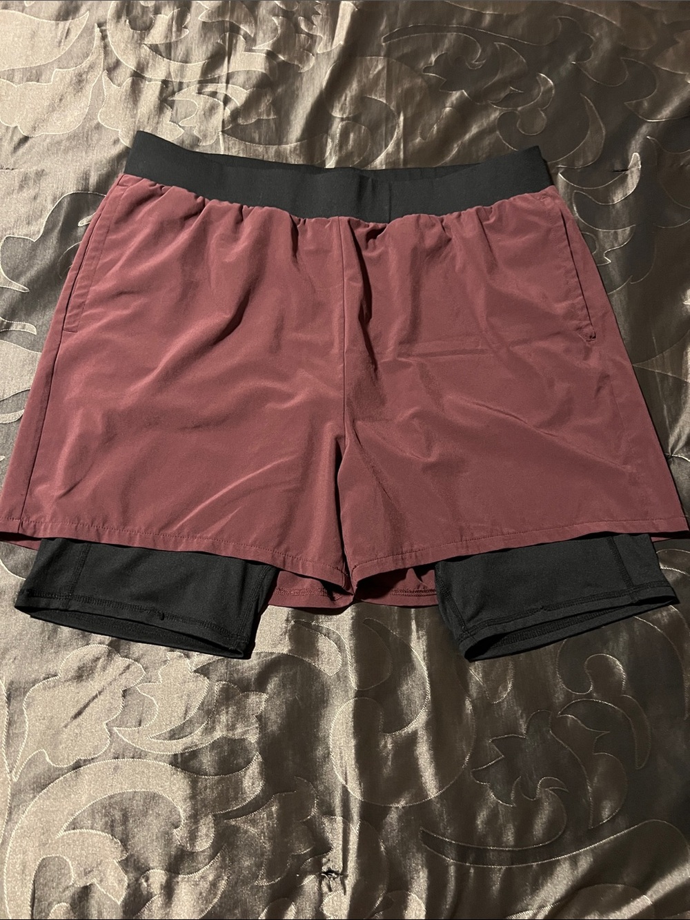 Z By Zella 2-in-1 Men's Polyester Blend Biker Lined Gym Training Shorts Large